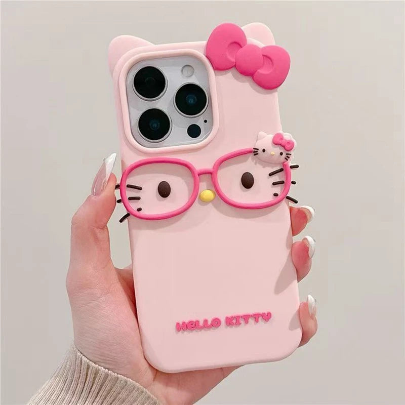 3D Glasses Cat Silicone iPhone Case