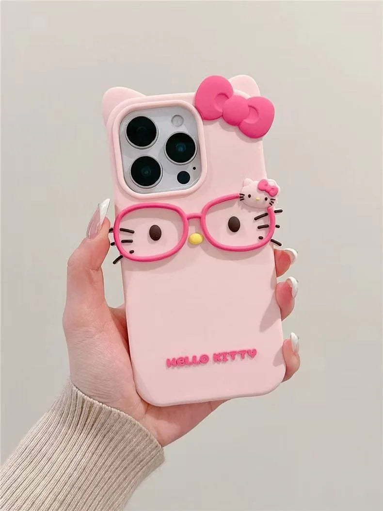 3D Glasses Cat Silicone iPhone Case
