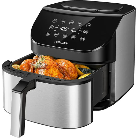 Air Fryer 6.8 Quarts, 10-in-1 Functions, Air Fry, Roast, Bake, Broil, Dehydrate, Large & Compact Air Fryers Nonstick Dishwasher