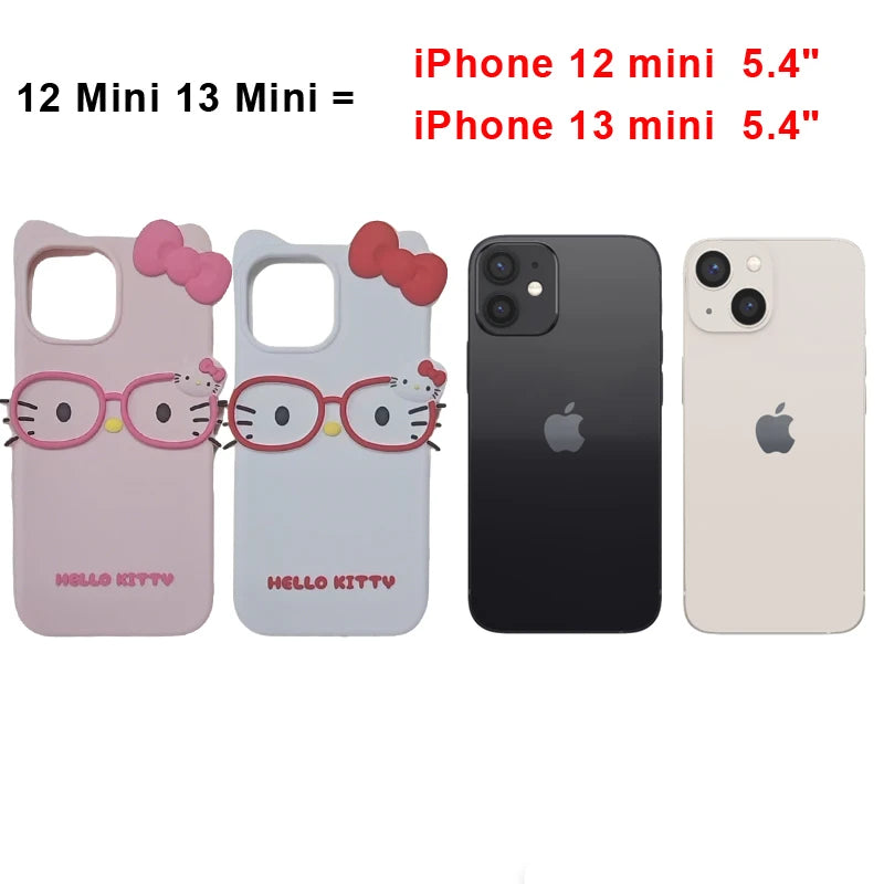 3D Glasses Cat Silicone iPhone Case