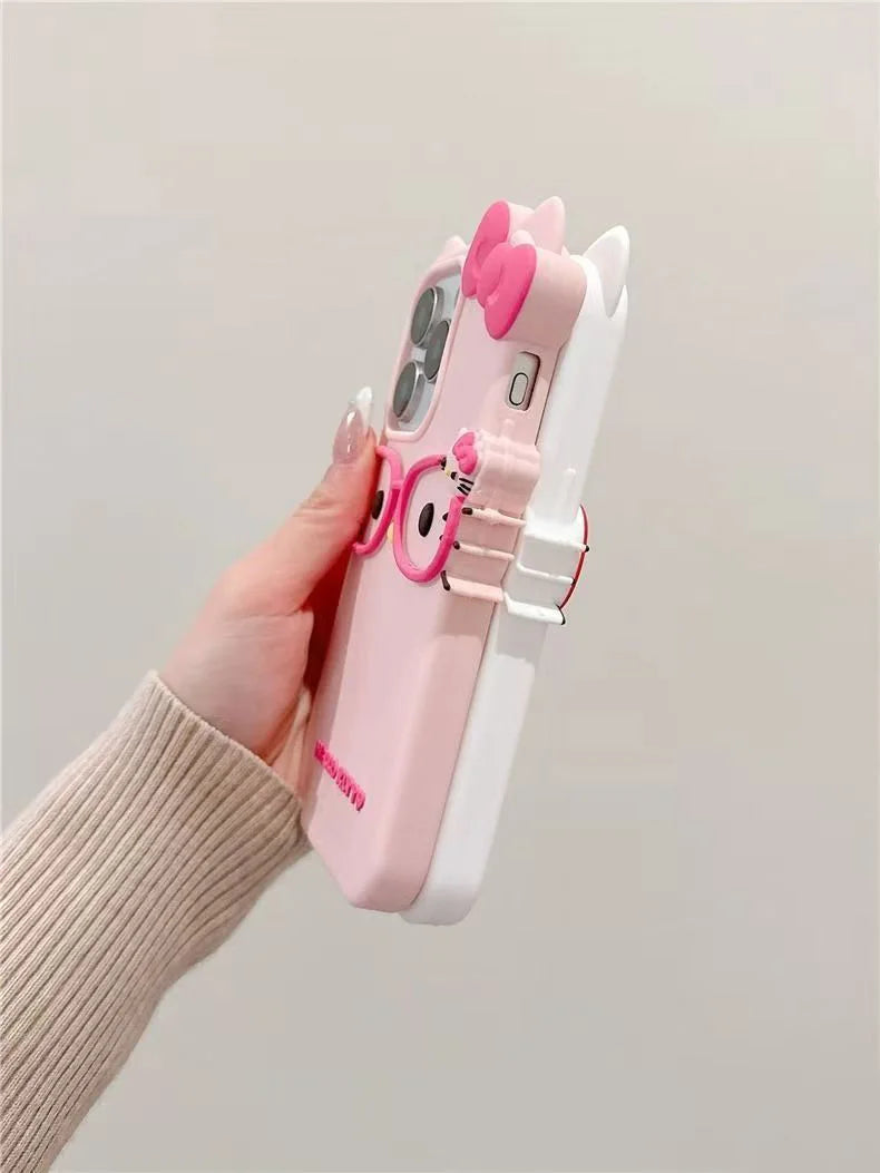 3D Glasses Cat Silicone iPhone Case