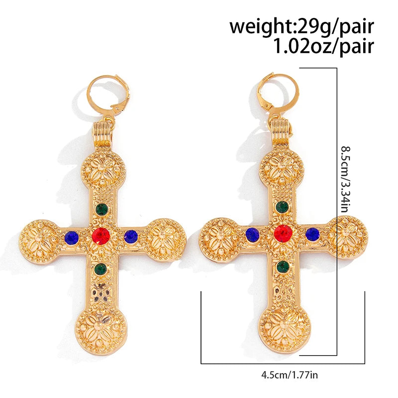 Fashion Rhinestone Cross Pendant Necklace For Men Women Versatile Sweater Chain Hip Hop Cross Necklace Jewelry Accessories Gifts