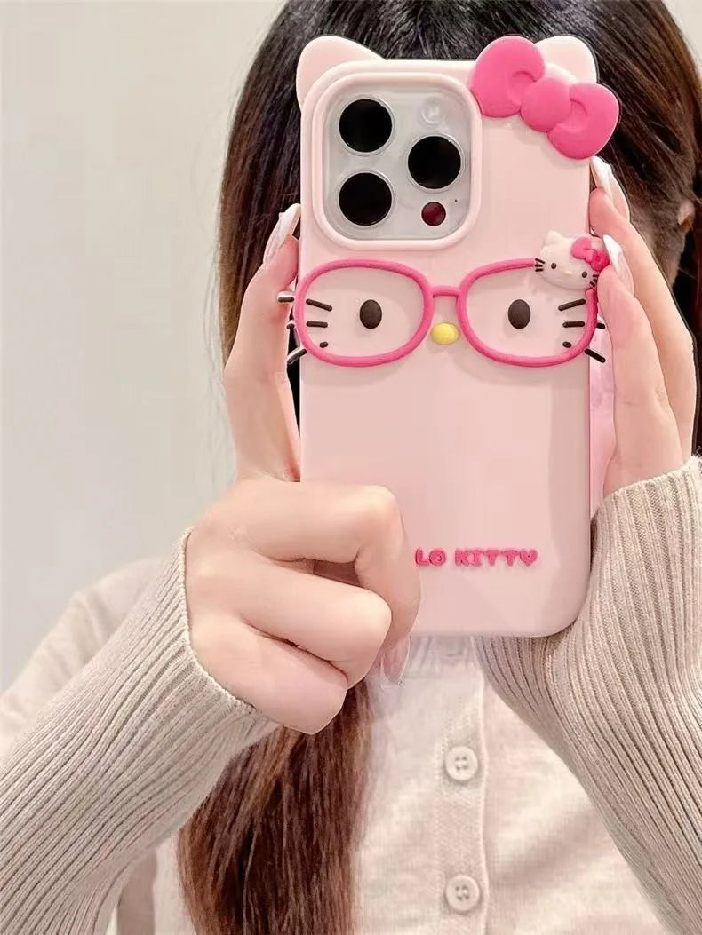 3D Glasses Cat Silicone iPhone Case