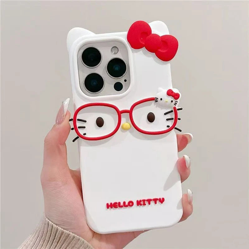 3D Glasses Cat Silicone iPhone Case