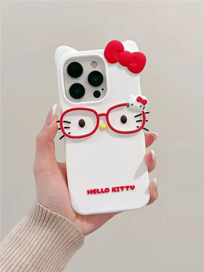 3D Glasses Cat Silicone iPhone Case
