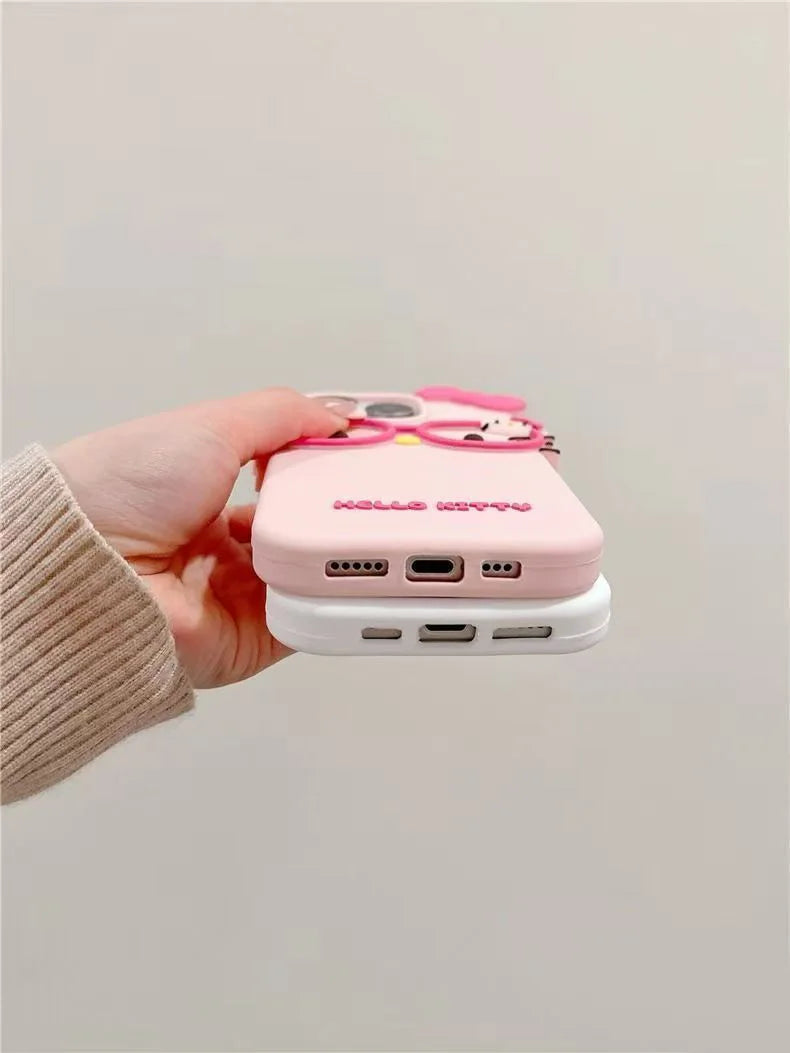 3D Glasses Cat Silicone iPhone Case