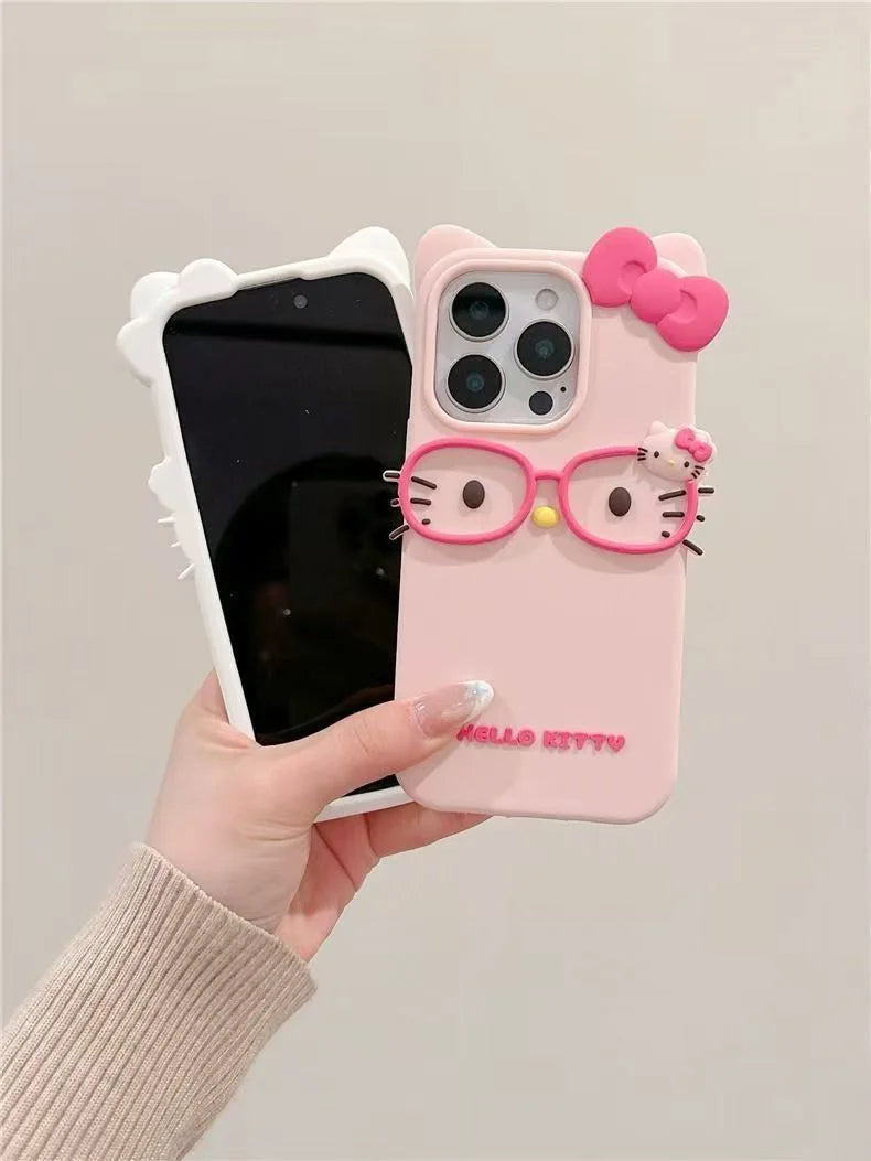 3D Glasses Cat Silicone iPhone Case